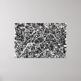 Impressão Em Tela LXIX PRETO E BRANCO - Pintura de ação - Abstrato-