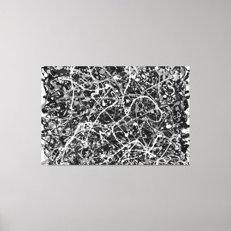 Impressão Em Tela LXIX PRETO E BRANCO - Pintura de ação - Abstrato-