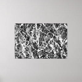 Impressão Em Tela LXXII PRETO E BRANCO - Pintura de ação - Abstrato-