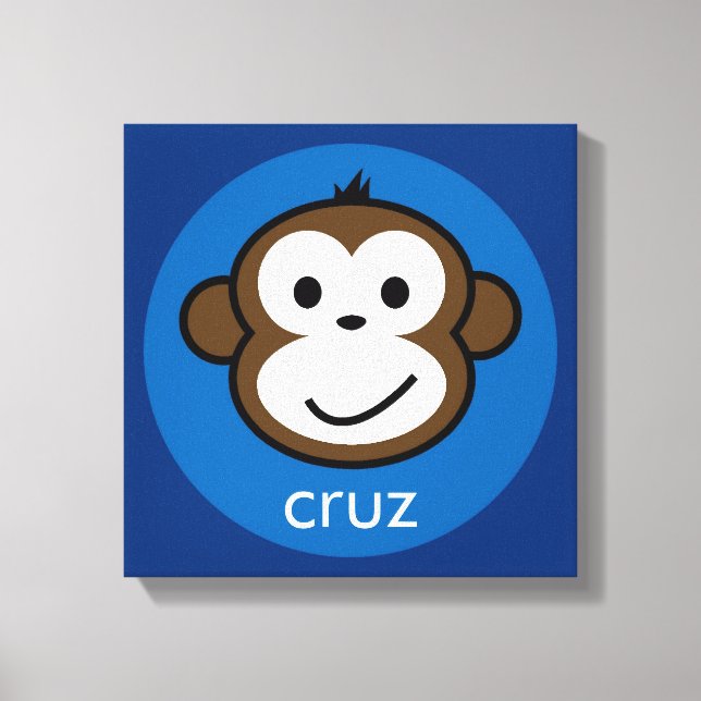 Impressão Em Tela Macaco Cheeky Personalizado [azul+marinho] (Frente)