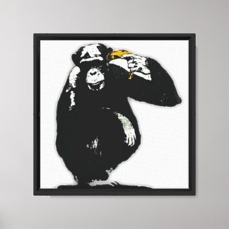 Impressão Em Tela Macaco de Arte de Rua com Abstrato Ouro