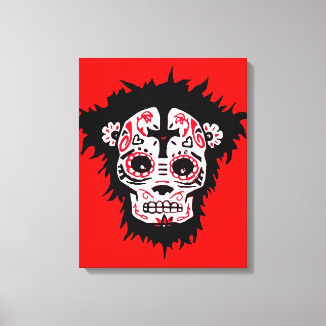 Impressão Em Tela macaco dia de los muertos (Frente)