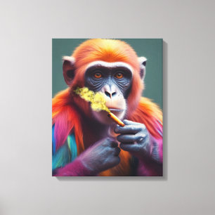 Impressão Em Tela Macaco Legal Colorido