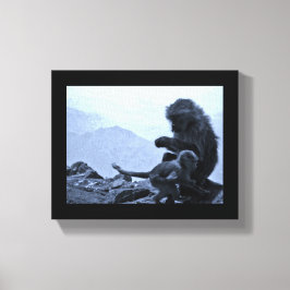 Impressão Em Tela Macaco Mãe e Bebê