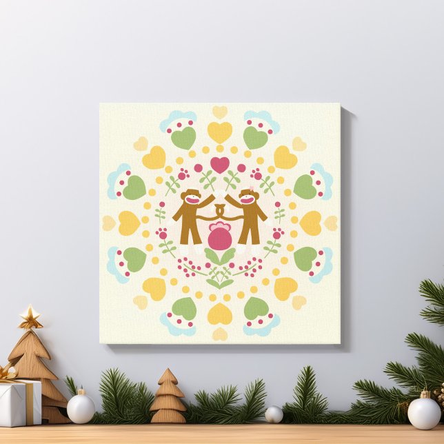 Impressão Em Tela Macaco-meias amantes em um jardim popular (Criador carregado)