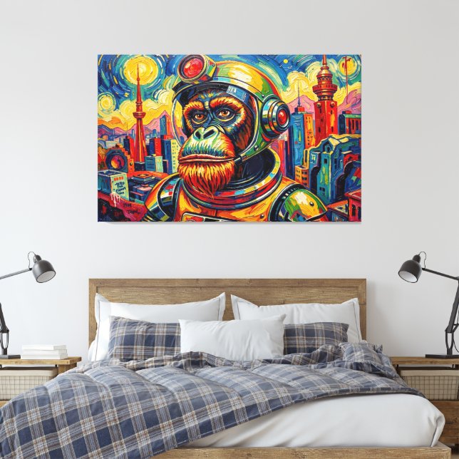 IMPRESSÃO EM TELA MACACO ORANGOTANGO ESPACIAL -4 (Insitu(Quarto))