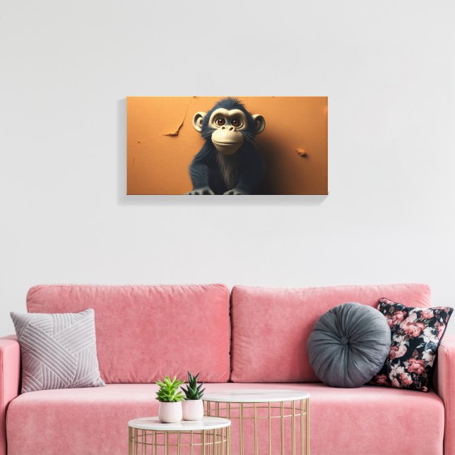 Impressão Em Tela Macaco preto (Insitu(Sala de estar))