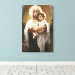 Impressão Em Tela Madona das Rosas por Bouguereau