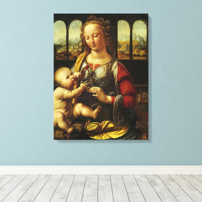 Impressão Em Tela Madona do Cravo de Leonardo da Vinci (Insitu(piso de madeira))