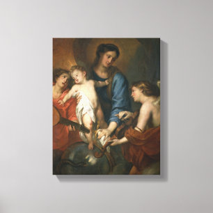 Impressão Em Tela Madonna e criança com anjos