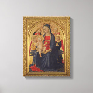 Impressão Em Tela Madonna e Criança com Anjos, c.1467 (óleo no paine