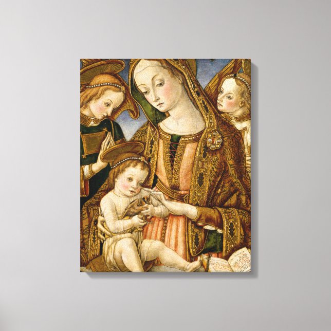 Impressão Em Tela Madonna e Criança com Dois Anjos (Frente)