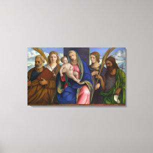 Impressão Em Tela Madonna e criança com santos