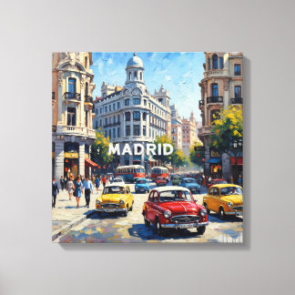Impressão Em Tela Madrid Spain Classic Cars Urban Wall Decor