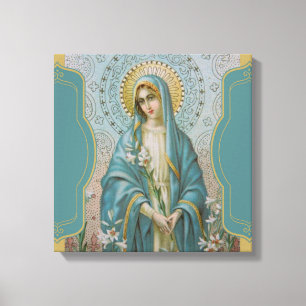 Impressão Em Tela Mãe abençoada Mary do Virgin com lírios