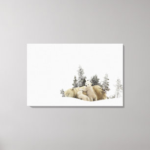 Impressão Em Tela Mãe do urso polar e seu Cubs no parque de Wapusk