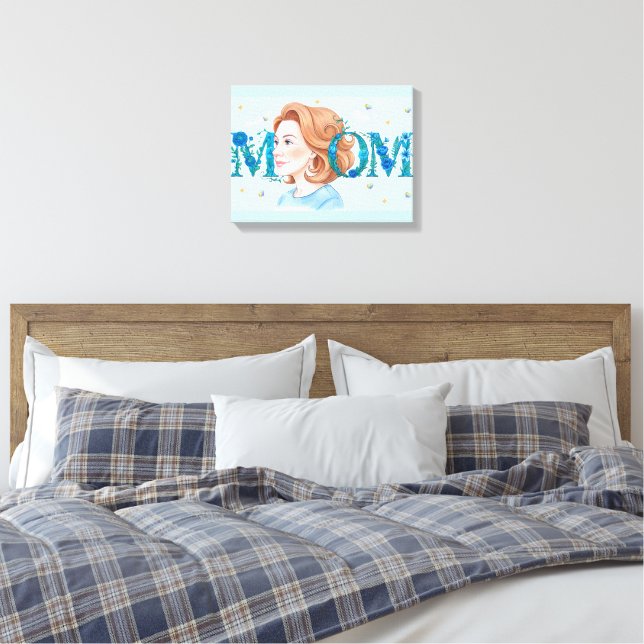 Impressão Em Tela Mãe Floral Azul (Insitu(Quarto))