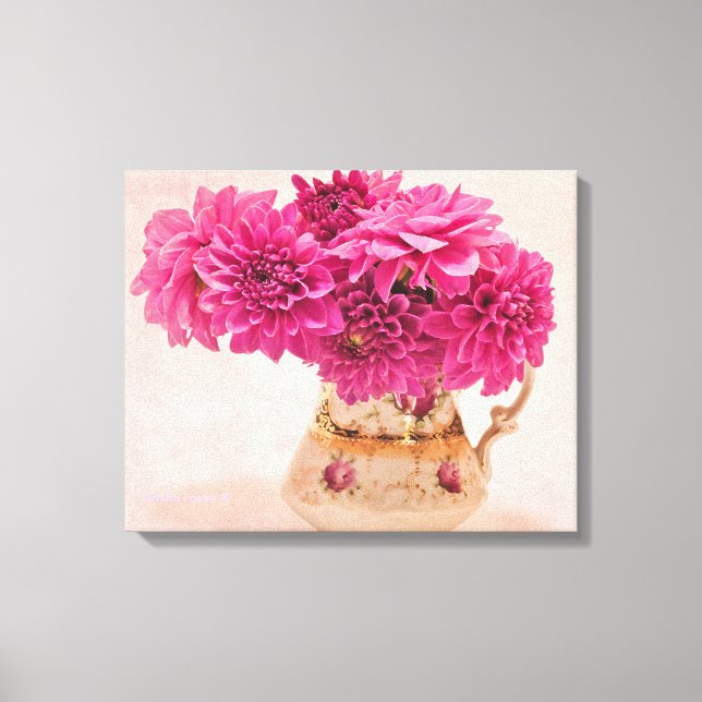 Impressão Em Tela Magenta Dahlias (Frente)