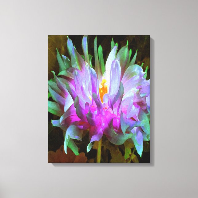 Impressão Em Tela Magenta espantosa e Verde limão Cactus Dahlia (Frente)