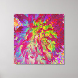 Impressão Em Tela Magenta Psicodélica e Flor Amarelo Dahlia