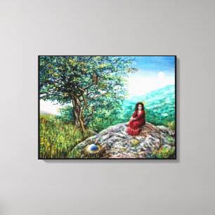 Impressão Em Tela MAGIA ÁRVORE / Amanhecer em Bosque Verde e Senhora