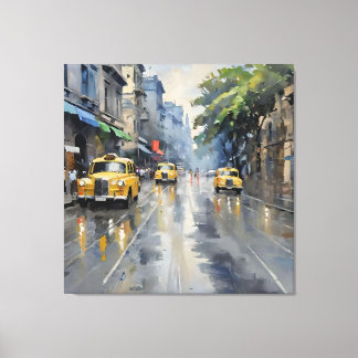 Impressão Em Tela Mágica das Monções: Calcutá na Chuva - Pintura a P