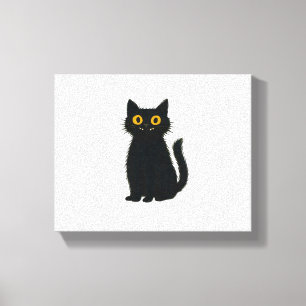 Impressão Em Tela Mágica Gato Preto - Halloween Bonito e Arte Gato M