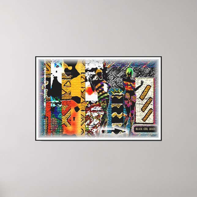 Impressão Em Tela Mágica Menina Negra: Legância Afrocêntrica na Canv (Frente)