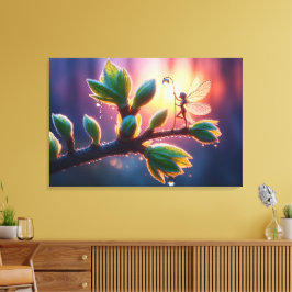 Impressão Em Tela Magical fairy with dewdrop lantern on the branch