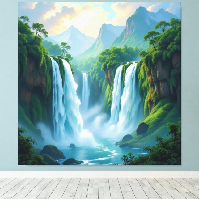 Impressão Em Tela Magie des Wasserfalls (Insitu(piso de madeira))