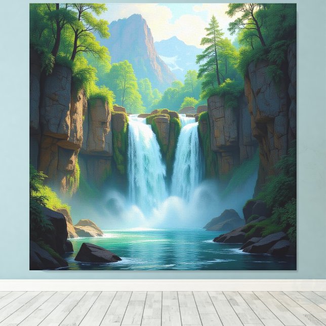 Impressão Em Tela Magie des Wasserfalls (Insitu(piso de madeira))