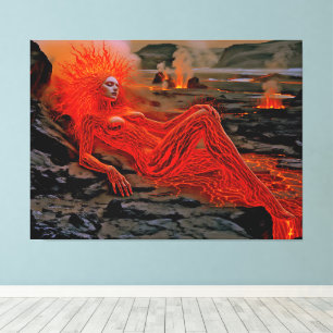 Impressão Em Tela "Magma Dormindo" - Retrato de Mulher Vulcânica