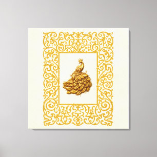 Impressão Em Tela Magnífico pavão dourado