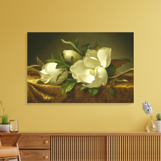 Impressão Em Tela Magnolias on Gold Velvet Cloth by MJ Heade