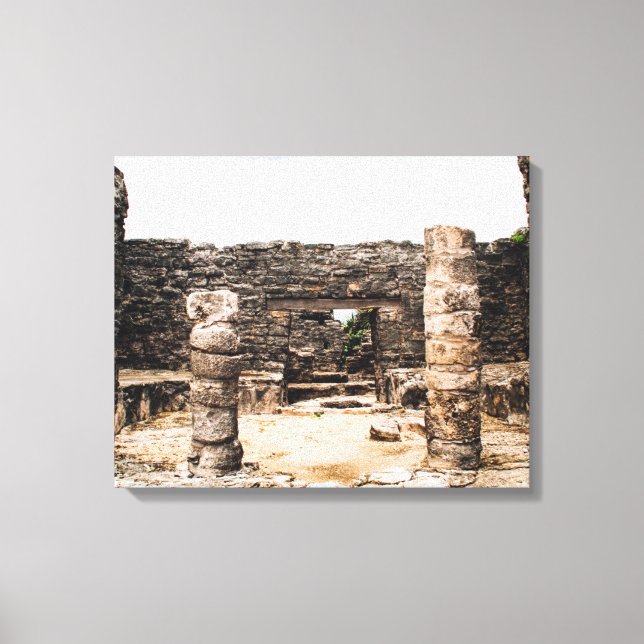 Impressão Em Tela Maias Ruínas Em Tulum, México (Frente)
