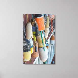 Impressão Em Tela Maine, Bar Harbor. Boias de lagosta coloridas