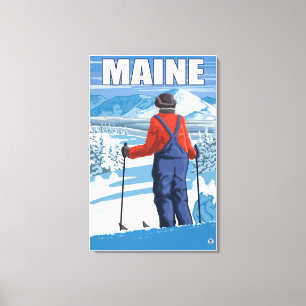 Impressão Em Tela MaineSkier que admira a vista