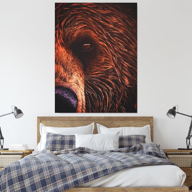 Impressão Em Tela Majestic Bear Portrait Art – Close-Up Wild Animal (Insitu(Quarto))