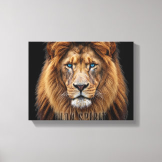 Impressão Em Tela Majestic Lion Face with Blue Eyes | Wildlife Anima