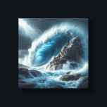 Impressão Em Tela Majestic Turquoise Ocean Wave Crashing Against<br><div class="desc">A powerful and cinematic digital landscape featuring a massive turquoise wave curling and crashing against a towering, rugged rock cliff. The composition captures the raw energy of the ocean under a heavy, dramatic stormy sky, with intense water textures and atmospheric lighting. Perfect for statement wall art, modern coastal home decor,...</div>