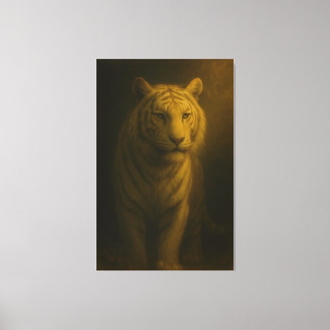 Impressão Em Tela Majestic White Tiger – Fine Art Golden Portrait (Frente)
