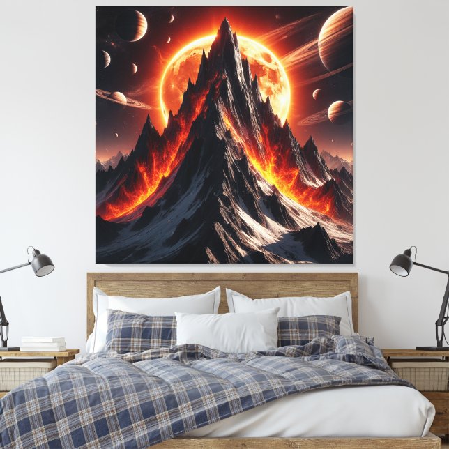 Impressão Em Tela Majestosa Montanha Ígnea num Espaço Celestial (Insitu(Quarto))