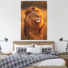 Impressão Em Tela Majestoso Leão Dourado ao Pôr do Sol – Arte para P