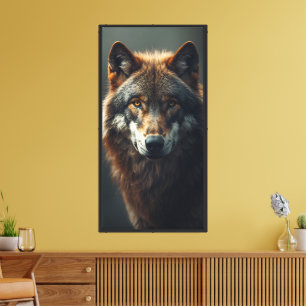 Impressão Em Tela Majestoso Retrato de Lobo Força & Confiança Real