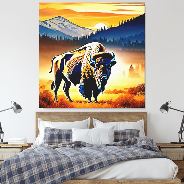 Impressão Em Tela Majexpressa Bison Sunset (Insitu(Quarto))