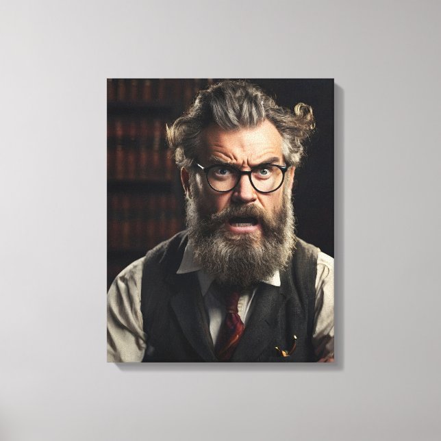 Impressão Em Tela Maluco professor com barba (Frente)