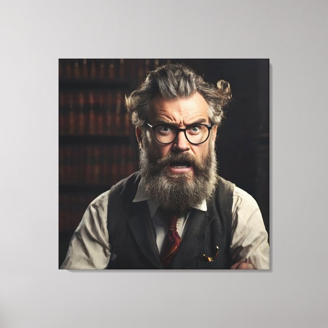 Impressão Em Tela Maluco professor com barba (Frente)