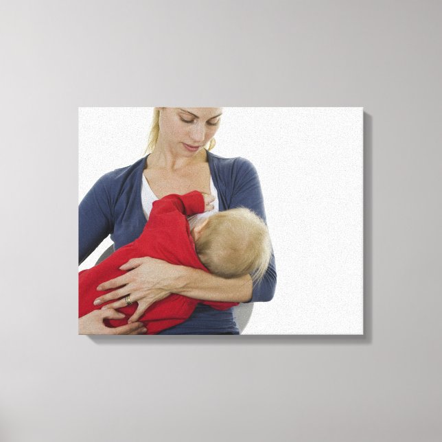 Impressão Em Tela Mamãe amamentando seu bebê. (Frente)