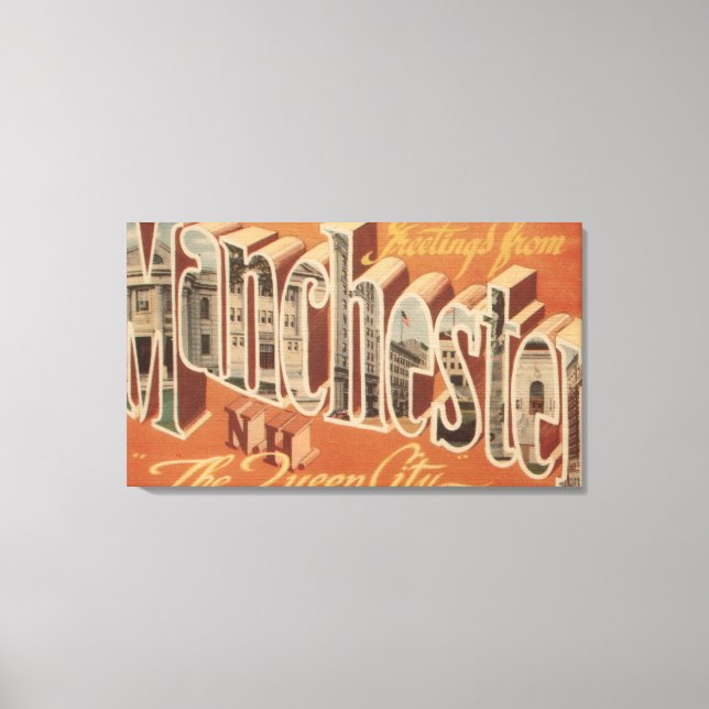 Impressão Em Tela Manchester, New Hampshire - Letra Grande (Frente)