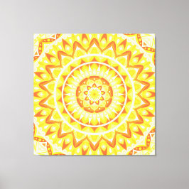 Impressão Em Tela Mandala Amarela Brilho Sol Boho Geométrico